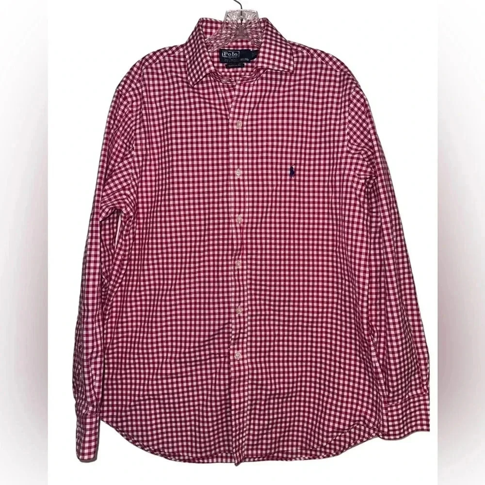 Polo Ralph Lauren Custom Fit Gingham Shirt 165 34 35 Color Magenta Preowned